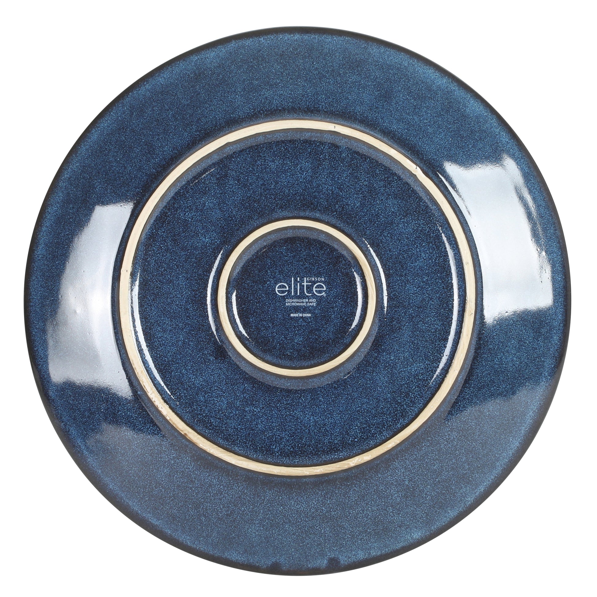 Gibson Elite Midnight Luna Plates and Bowls Sets, 12-Piece Stoneware Dinnerware Sets, Reactive Glaze Dish Set - Blue