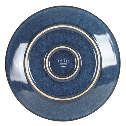Gibson Elite Midnight Luna Plates and Bowls Sets, 12-Piece Stoneware Dinnerware Sets, Reactive Glaze Dish Set - Blue