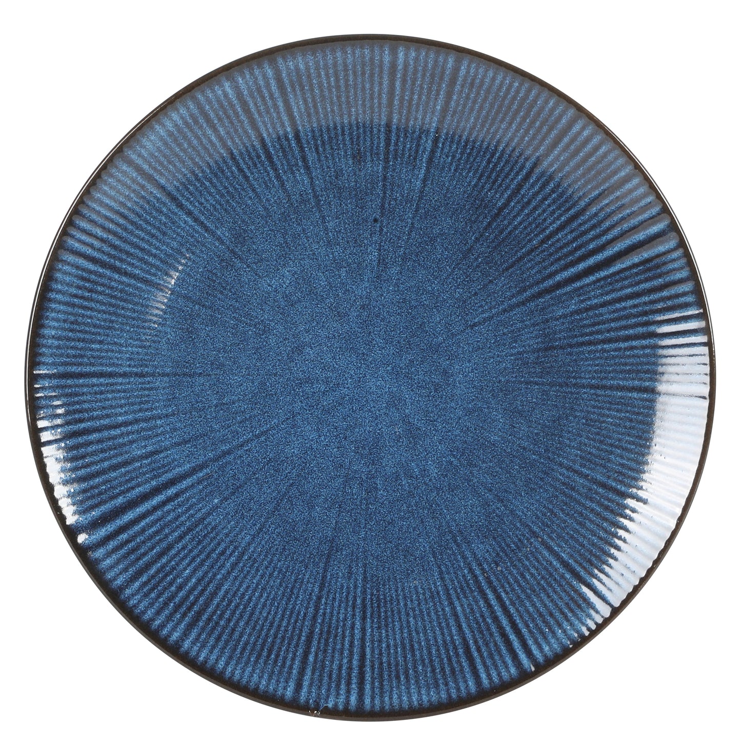 Gibson Elite Midnight Luna Plates and Bowls Sets, 12-Piece Stoneware Dinnerware Sets, Reactive Glaze Dish Set - Blue