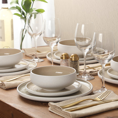 Gibson Elite Pacifco Beach Plates and Bowls Sets, 12-Piece Stoneware Dinnerware Sets, Reactive Glaze Dish Set, Service for 4