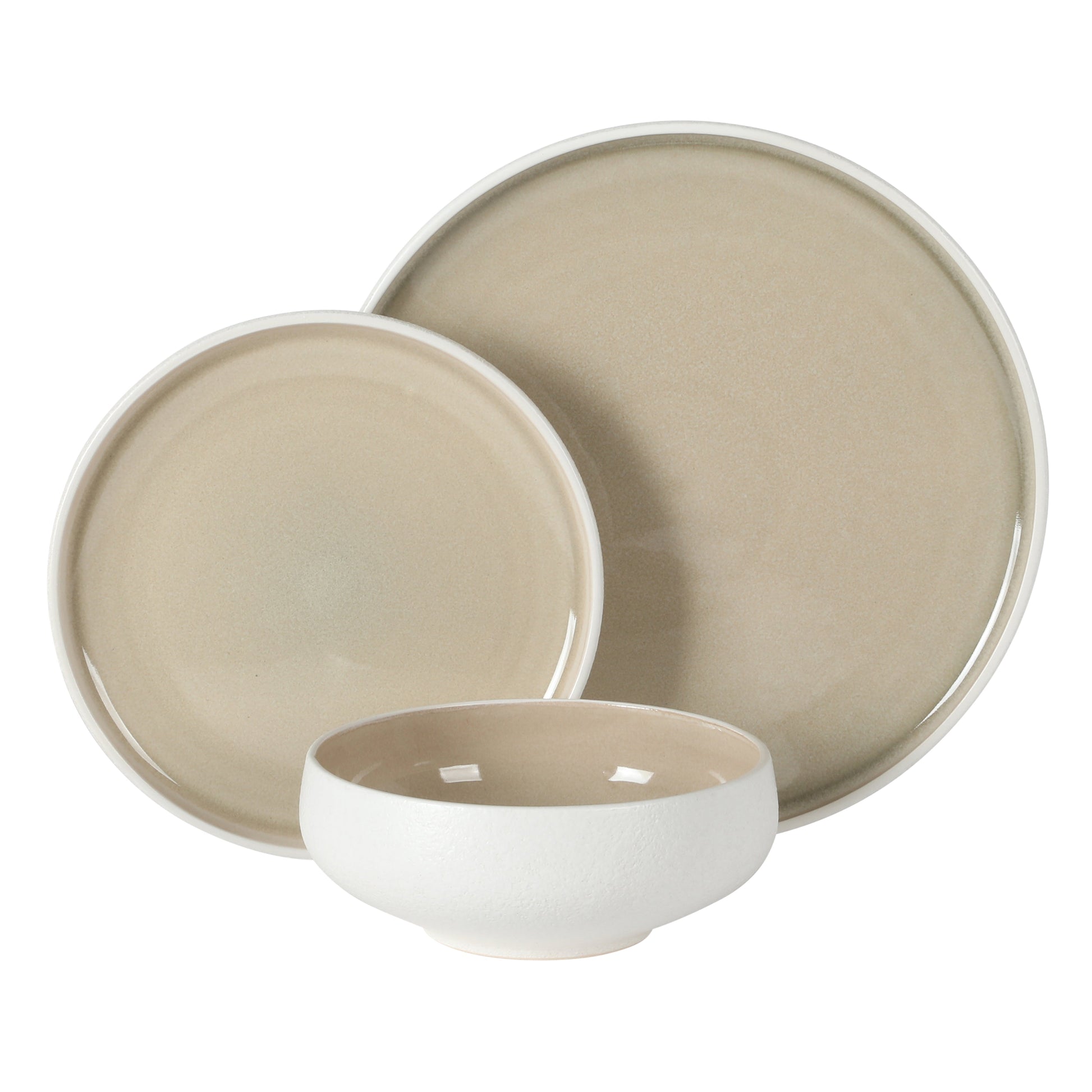Gibson Elite Pacifco Beach Plates and Bowls Sets, 12-Piece Stoneware Dinnerware Sets, Reactive Glaze Dish Set, Service for 4