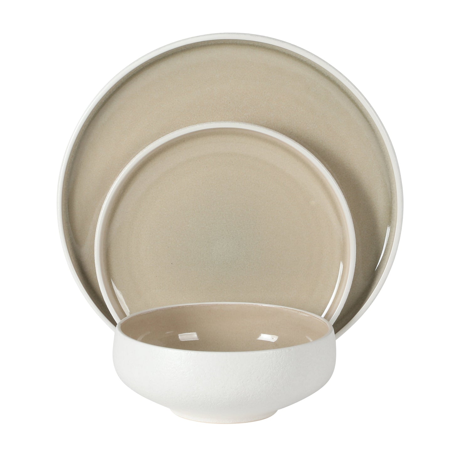 Gibson Elite Pacifco Beach Plates and Bowls Sets, 12-Piece Stoneware Dinnerware Sets, Reactive Glaze Dish Set, Service for 4
