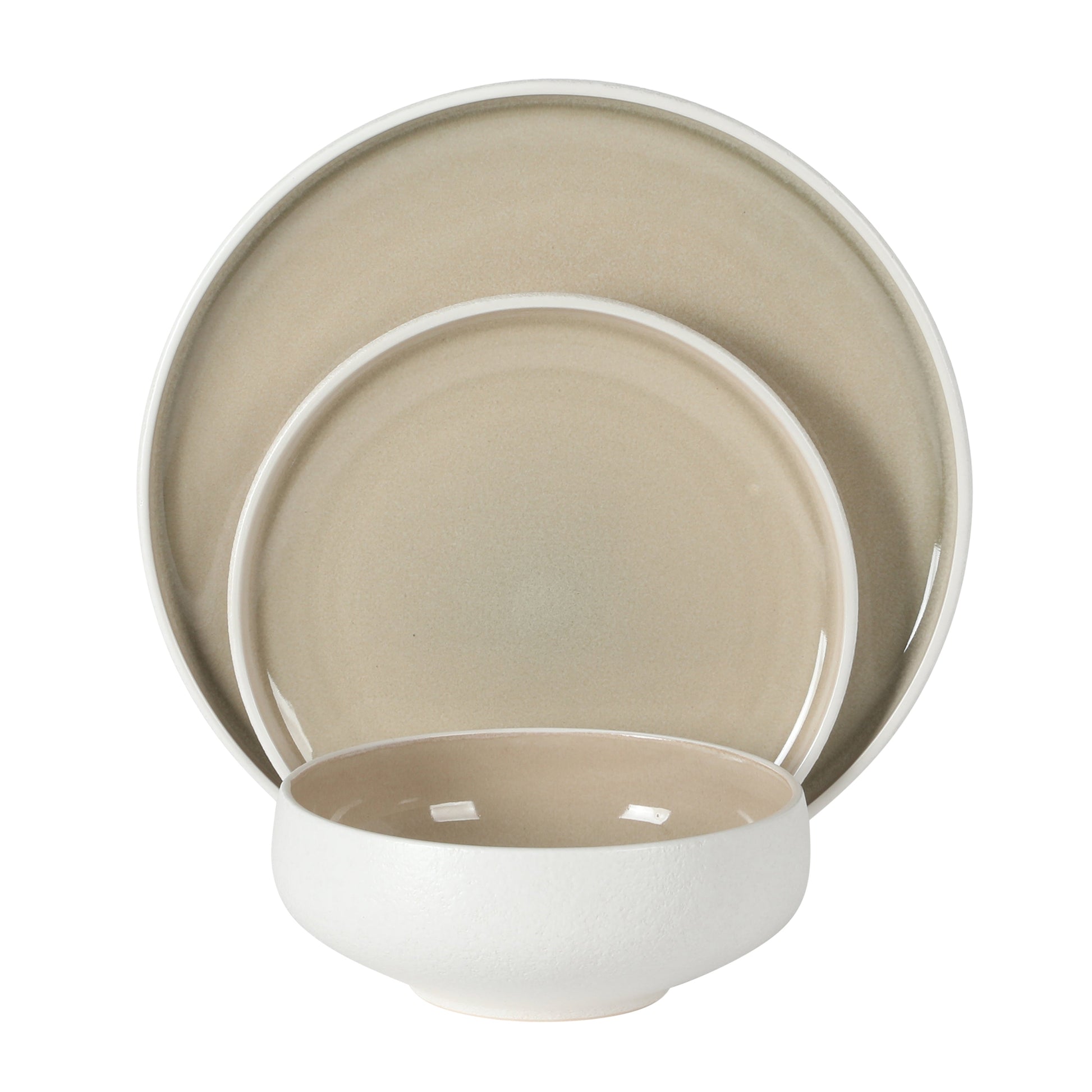 Gibson Elite Pacifco Beach Plates and Bowls Sets, 12-Piece Stoneware Dinnerware Sets, Reactive Glaze Dish Set, Service for 4