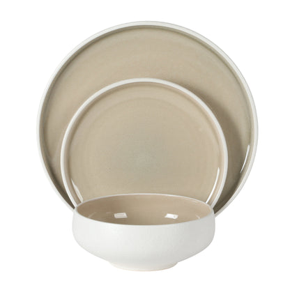 Gibson Elite Pacifco Beach Plates and Bowls Sets, 12-Piece Stoneware Dinnerware Sets, Reactive Glaze Dish Set, Service for 4