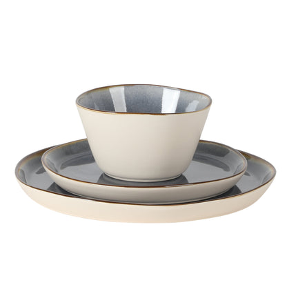 Gibson Elite Algeria River Plates and Bowls Sets, 12-Piece Stoneware Dinnerware Sets, Reactive Glaze Dish Set