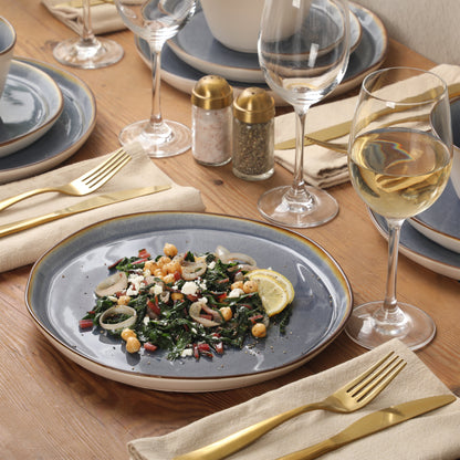 Gibson Elite Algeria River Plates and Bowls Sets, 12-Piece Stoneware Dinnerware Sets, Reactive Glaze Dish Set