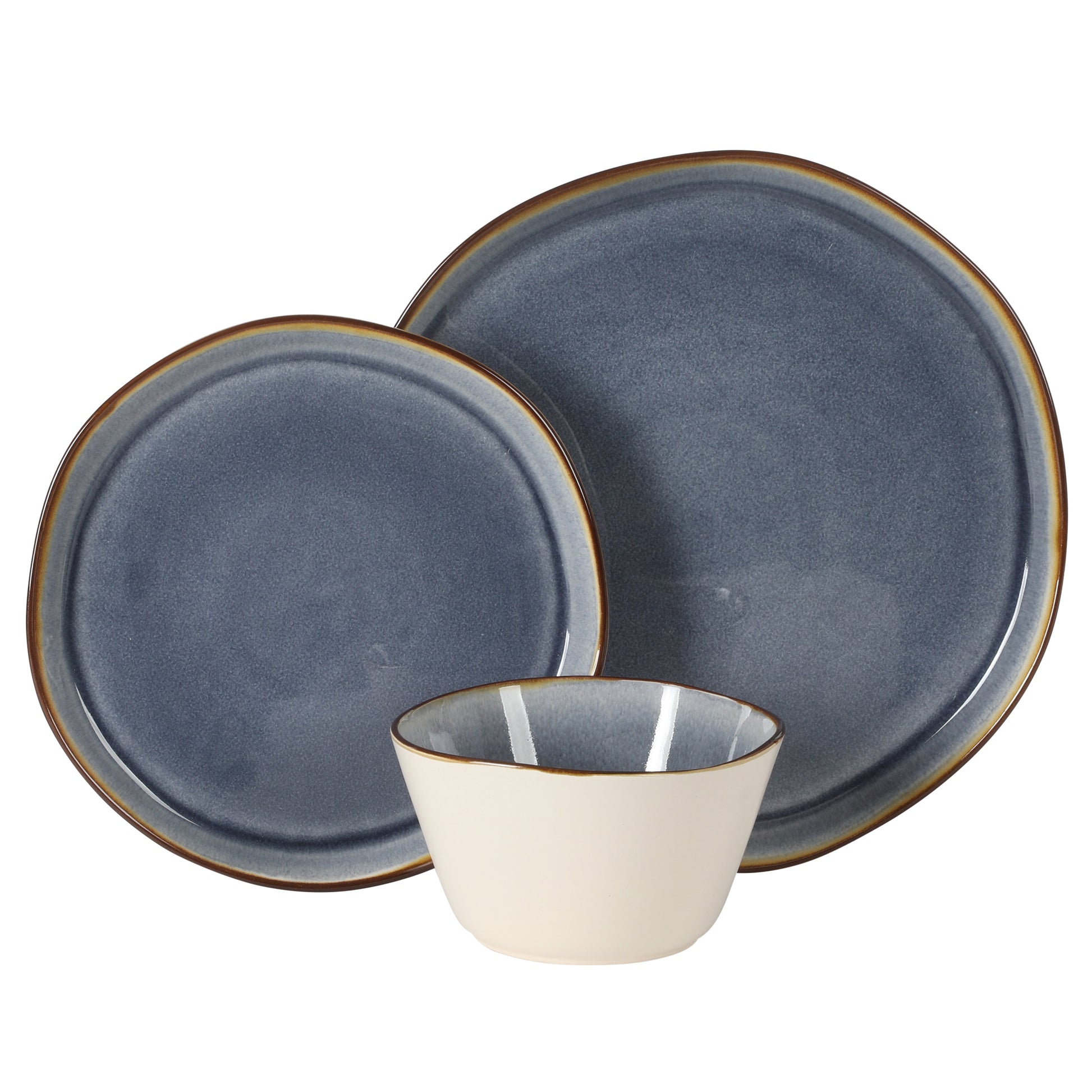 Gibson Elite Algeria River Plates and Bowls Sets, 12-Piece Stoneware Dinnerware Sets, Reactive Glaze Dish Set