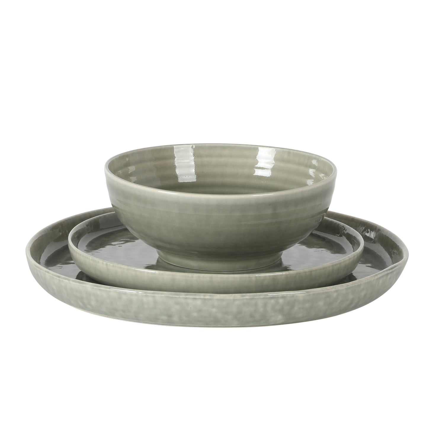 Gibson Elite Eclipse Swirls Plates and Bowls Sets, 12-Piece Stoneware Dinnerware Sets, Reactive Glaze Dish Set