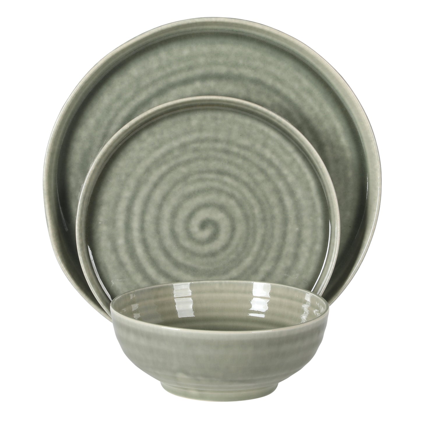 Gibson Elite Eclipse Swirls Plates and Bowls Sets, 12-Piece Stoneware Dinnerware Sets, Reactive Glaze Dish Set