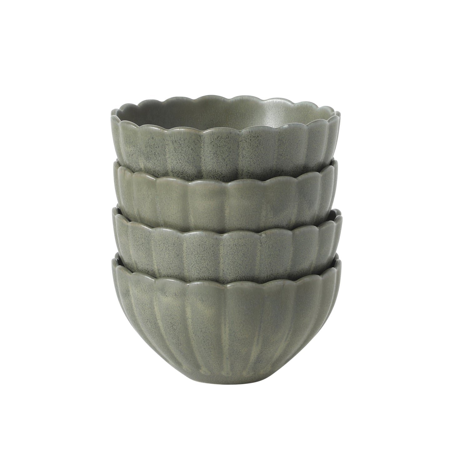 Gibson Elite Bistro Fleur Stoneware Cereal Bowls Set of 4, 5.5-Inch Scalloped Bowls, Fluted Kitchen Bowls for Cereal, Soup, Salad