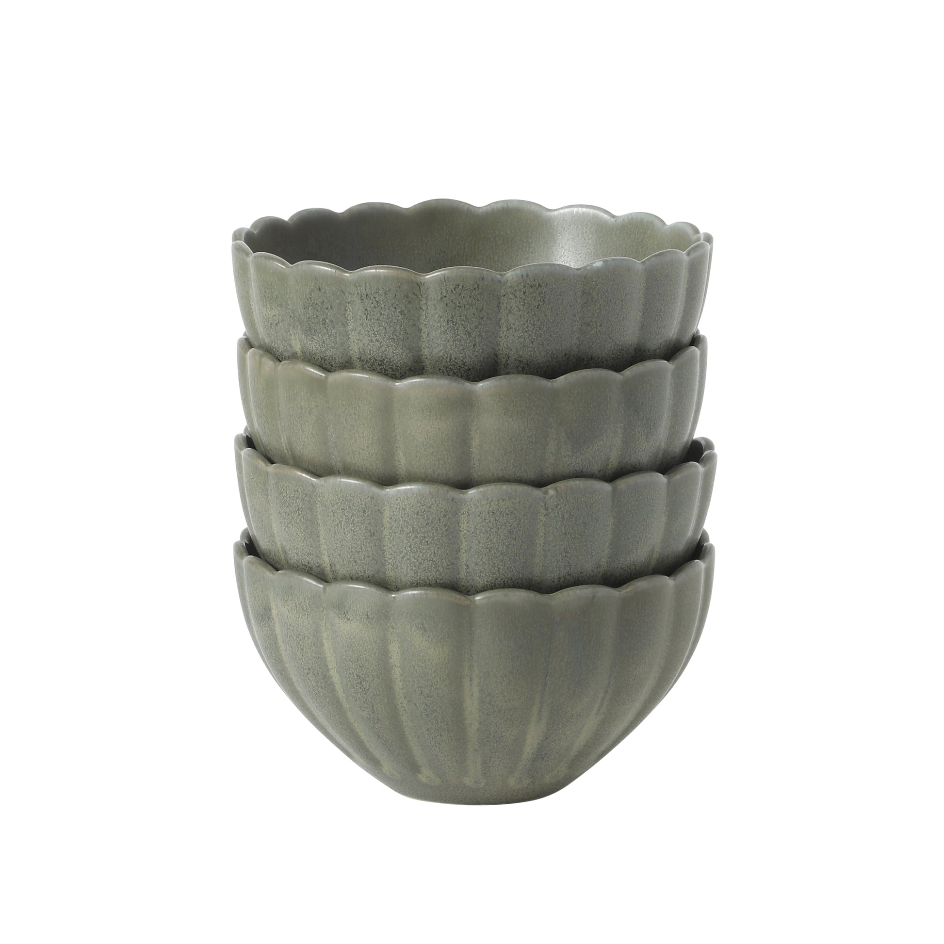 Gibson Elite Bistro Fleur Stoneware Cereal Bowls Set of 4, 5.5-Inch Scalloped Bowls, Fluted Kitchen Bowls for Cereal, Soup, Salad