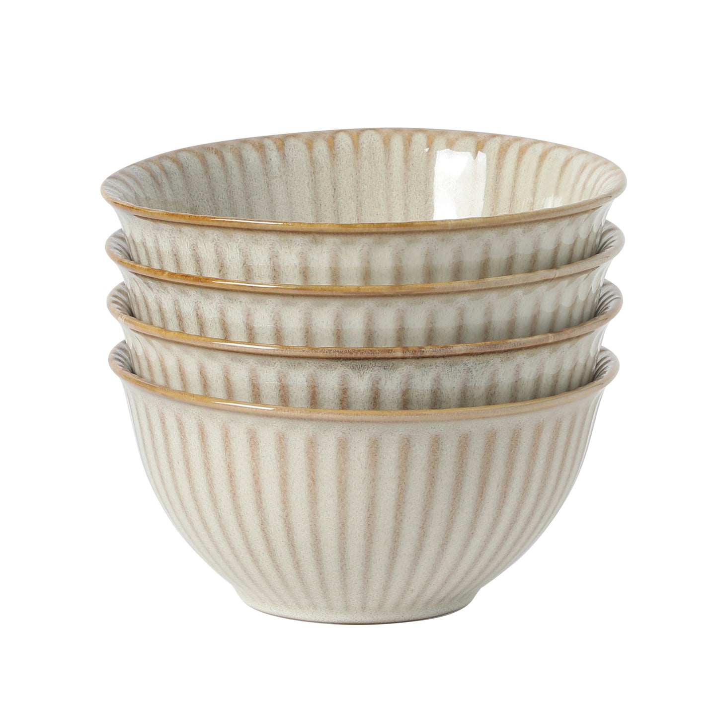 Gibson Elite Cereal Bowls Set of 4, 6-Inch Stoneware Soup Bowls,  Reactive Glaze Ribbed Bowl Set