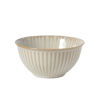Gibson Elite Cereal Bowls Set of 4, 6-Inch Stoneware Soup Bowls,  Reactive Glaze Ribbed Bowl Set
