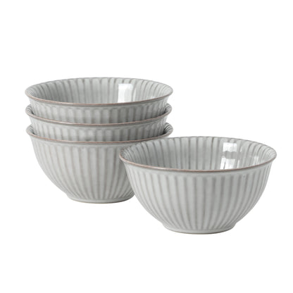 Gibson Elite Cereal Bowls Set of 4, 6-Inch Stoneware Soup Bowls,  Reactive Glaze Ribbed Bowl Set