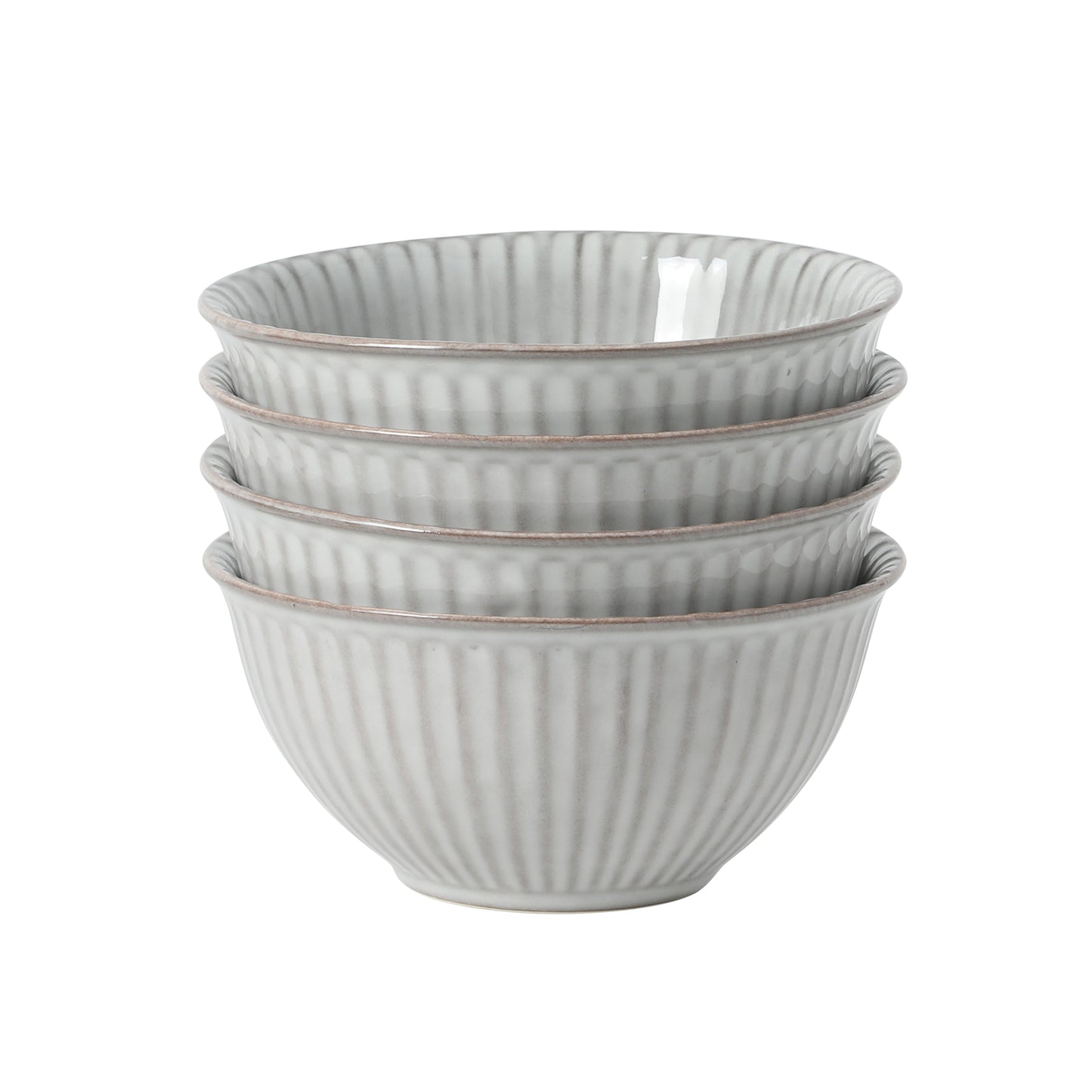 Gibson Elite Cereal Bowls Set of 4, 6-Inch Stoneware Soup Bowls,  Reactive Glaze Ribbed Bowl Set