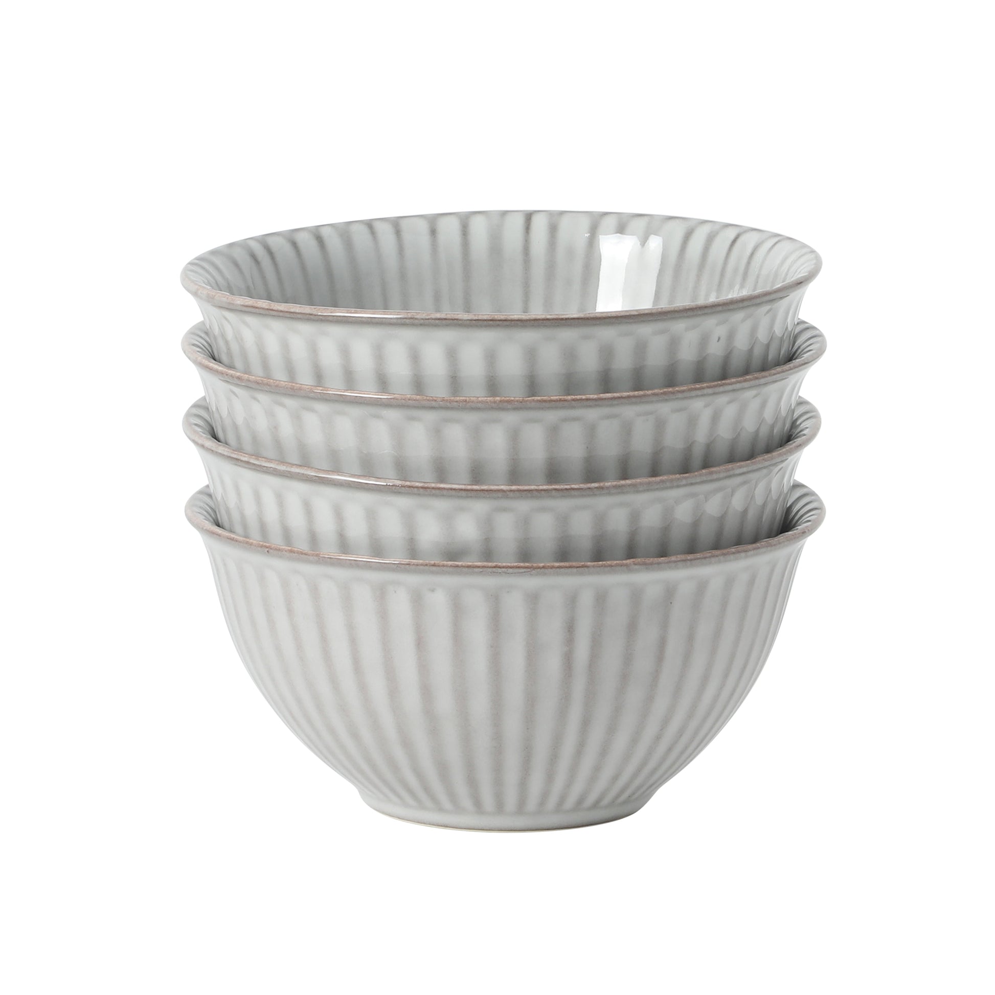 Gibson Elite Cereal Bowls Set of 4, 6-Inch Stoneware Soup Bowls,  Reactive Glaze Ribbed Bowl Set