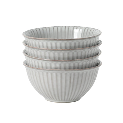 Gibson Elite Cereal Bowls Set of 4, 6-Inch Stoneware Soup Bowls,  Reactive Glaze Ribbed Bowl Set