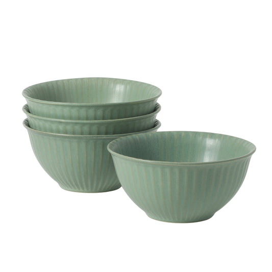 Gibson Elite Cereal Bowls Set of 4, 6-Inch Stoneware Soup Bowls,  Reactive Glaze Ribbed Bowl Set