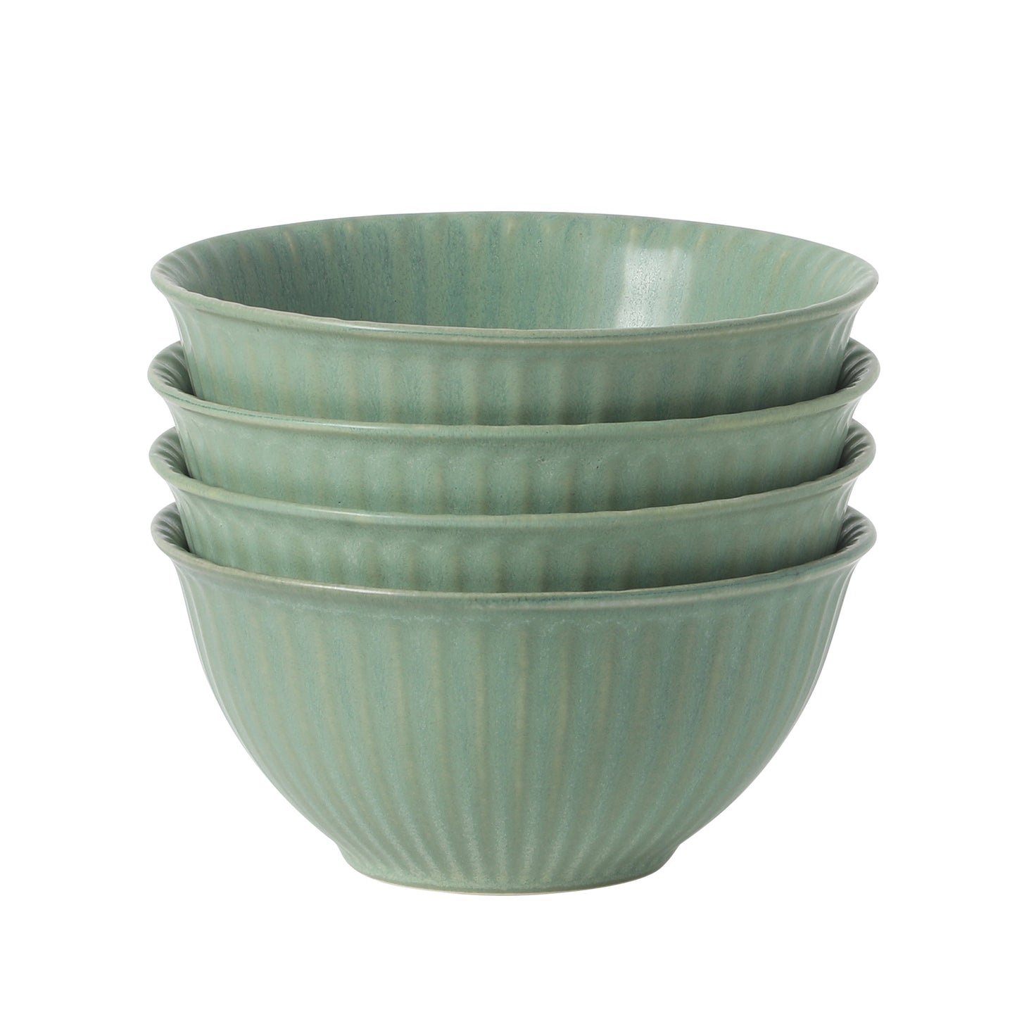 Gibson Elite Cereal Bowls Set of 4, 6-Inch Stoneware Soup Bowls,  Reactive Glaze Ribbed Bowl Set