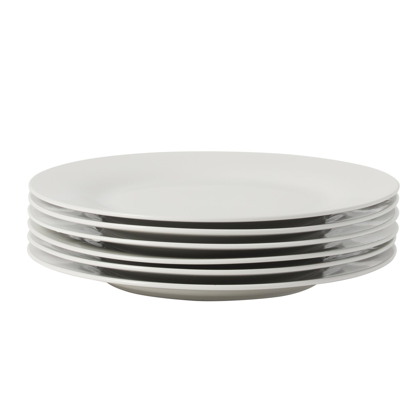 Gibson Home Great Essentials 6-Piece Dinner Plate Set, 10.5 Inch Fine Ceramic Round Plates, Microwave and Dishwasher Safe, White