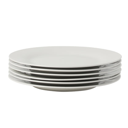 Gibson Home Great Essentials 6-Piece Dinner Plate Set, 10.5 Inch Fine Ceramic Round Plates, Microwave and Dishwasher Safe, White