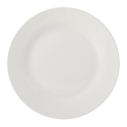 Gibson Home Great Essentials 6-Piece Dinner Plate Set, 10.5 Inch Fine Ceramic Round Plates, Microwave and Dishwasher Safe, White