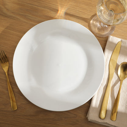 Gibson Home Great Essentials 6-Piece Dinner Plate Set, 10.5 Inch Fine Ceramic Round Plates, Microwave and Dishwasher Safe, White