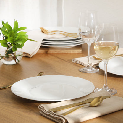 Gibson Home Great Essentials 6-Piece Dinner Plate Set, 10.5 Inch Fine Ceramic Round Plates, Microwave and Dishwasher Safe, White