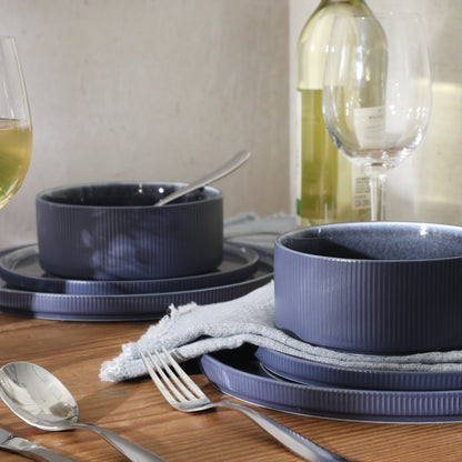 Gibson Elite Redrock Canyon 12-Piece New Bone China Dinnerware Set Service for 4, Reactive Glaze Plates and Bowls, Dishwasher Safe