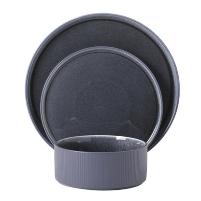 Gibson Elite Redrock Canyon 12-Piece New Bone China Dinnerware Set Service for 4, Reactive Glaze Plates and Bowls, Dishwasher Safe