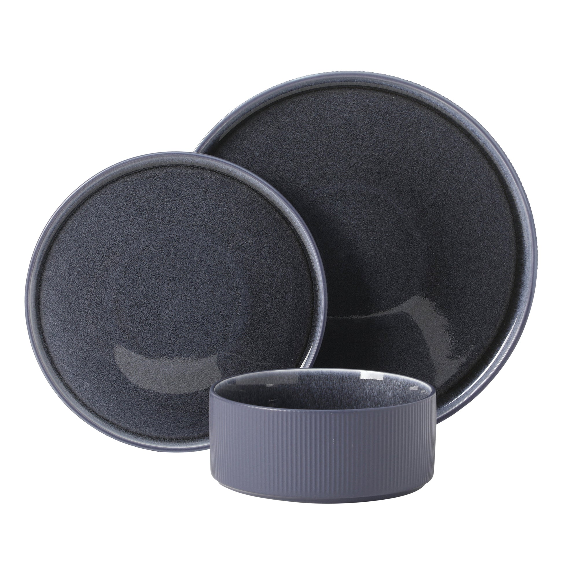 Gibson Elite Redrock Canyon 12-Piece New Bone China Dinnerware Set Service for 4, Reactive Glaze Plates and Bowls, Dishwasher Safe