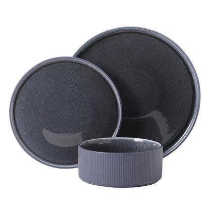 Gibson Elite Redrock Canyon 12-Piece New Bone China Dinnerware Set Service for 4, Reactive Glaze Plates and Bowls, Dishwasher Safe