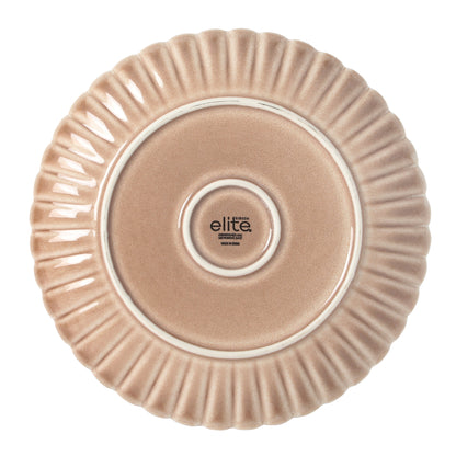 Gibson Elite Peach Orchard 12-Piece New Bone China Dinnerware Set Service for 4, Embossed Fluted Plates and Bowls, Dishwasher Safe