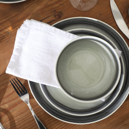 Gibson Elite Island Bay 12-Piece New Bone China Dinnerware Set Service for 4, Reactive Glaze Plates and Bowls, Dishwasher Safe