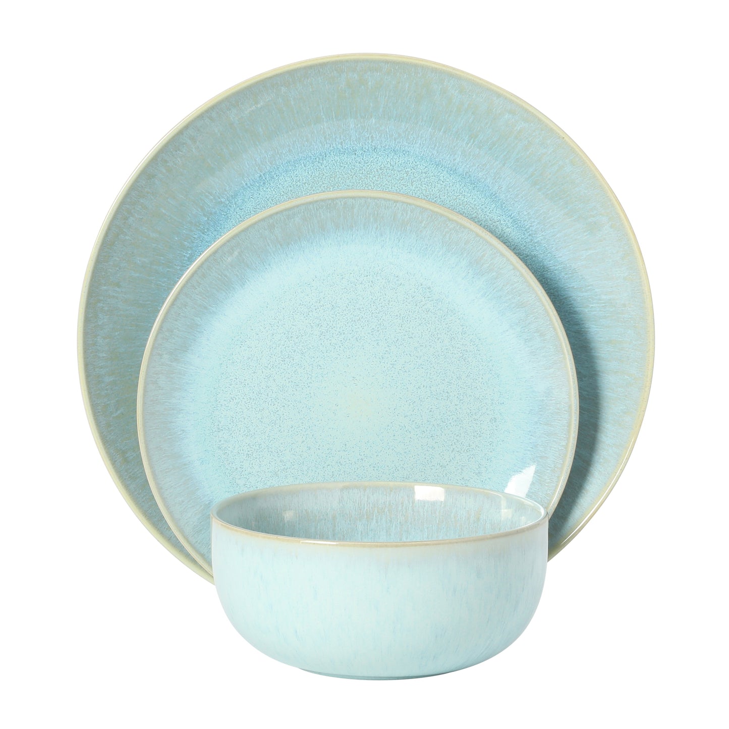 Gibson Elite Pine Coast Plates and Bowls Sets, 12-Piece Stoneware Dinnerware Sets, Reactive Glaze Dish Set