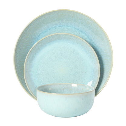 Gibson Elite Pine Coast Plates and Bowls Sets, 12-Piece Stoneware Dinnerware Sets, Reactive Glaze Dish Set