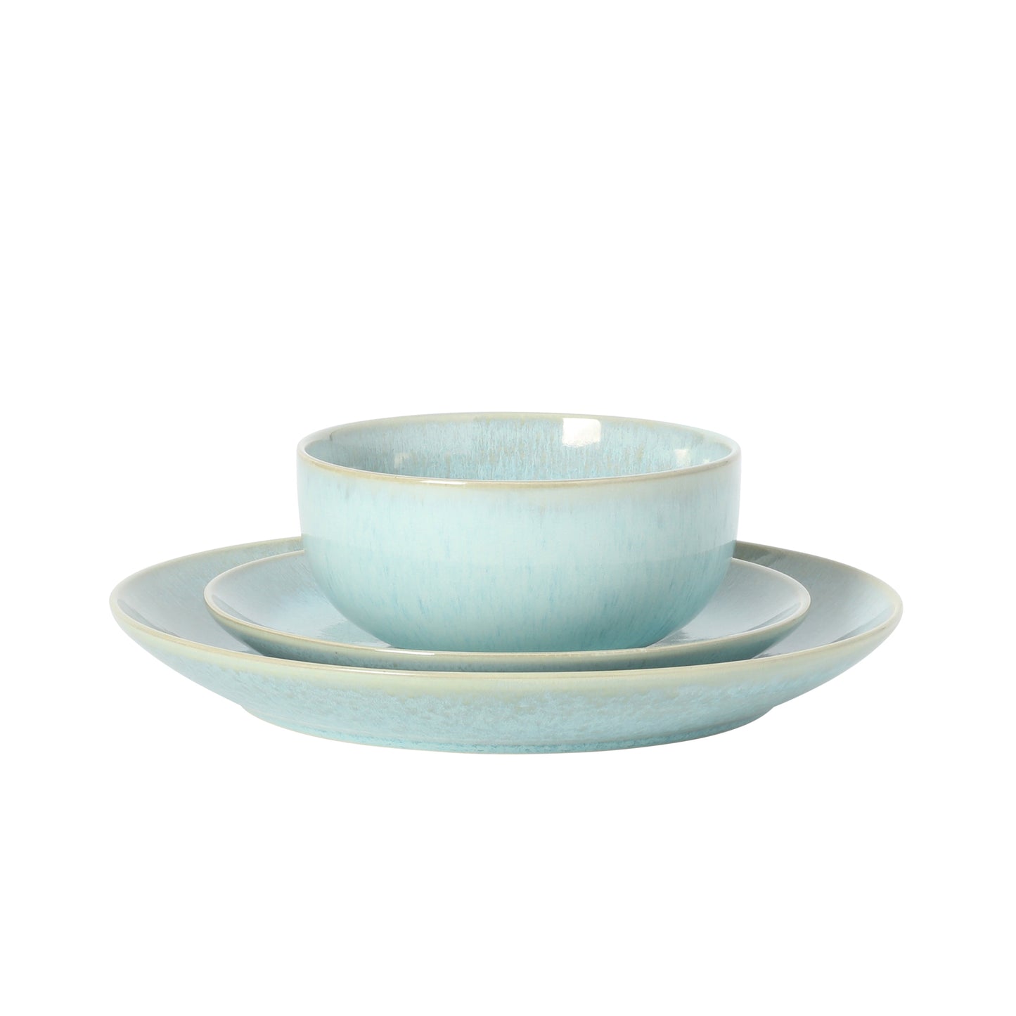 Gibson Elite Pine Coast Plates and Bowls Sets, 12-Piece Stoneware Dinnerware Sets, Reactive Glaze Dish Set