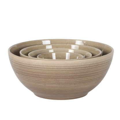 Gibson Elite Maple Grove 4-Piece Stoneware Nesting Bowl Set, Reactive Glaze Mixing and Serving Bowls, Dishwasher Safe