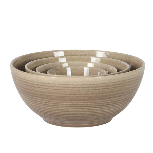 Gibson Elite Maple Grove 4-Piece Stoneware Nesting Bowl Set, Reactive Glaze Mixing and Serving Bowls, Dishwasher Safe