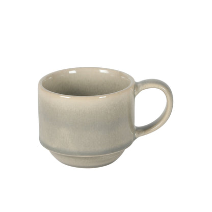 Gibson Elite Sunrise Hills 9-Piece Stackable Stoneware Cup and Saucer Set with Metal Rack, 6 oz, Service for 4, Dishwasher Safe