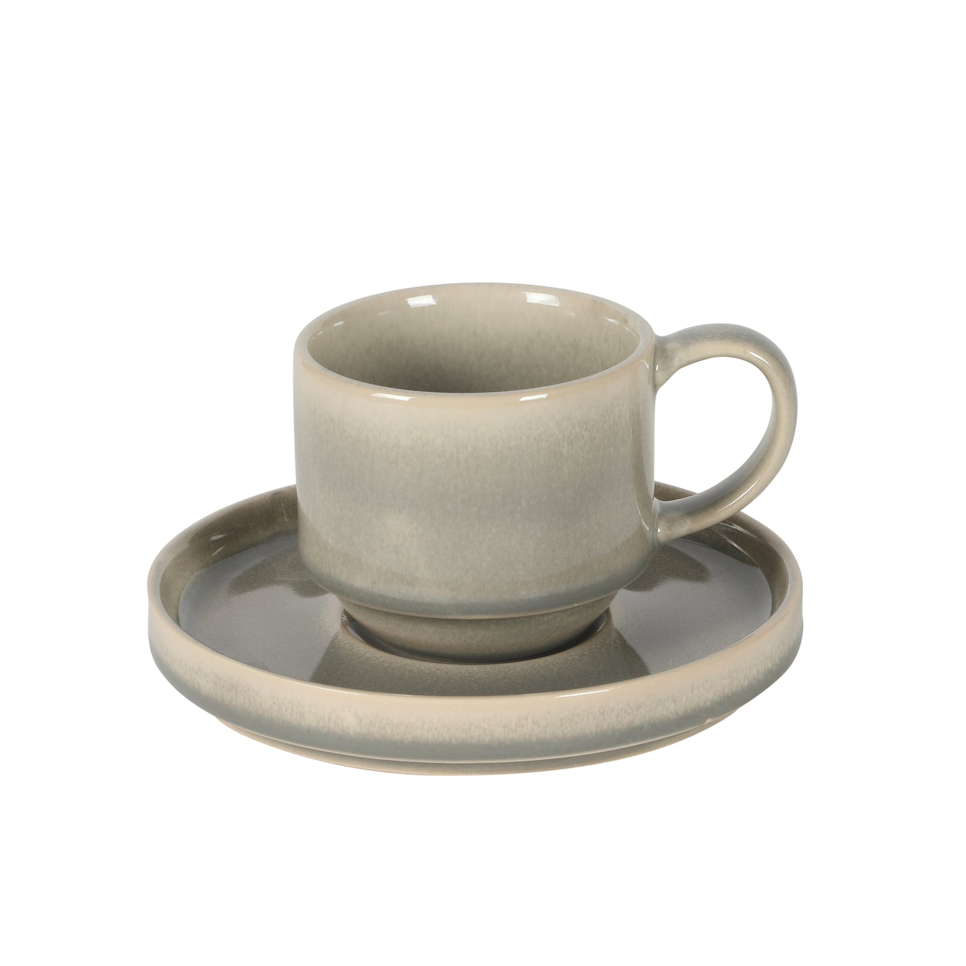 Gibson Elite Sunrise Hills 9-Piece Stackable Stoneware Cup and Saucer Set with Metal Rack, 6 oz, Service for 4, Dishwasher Safe
