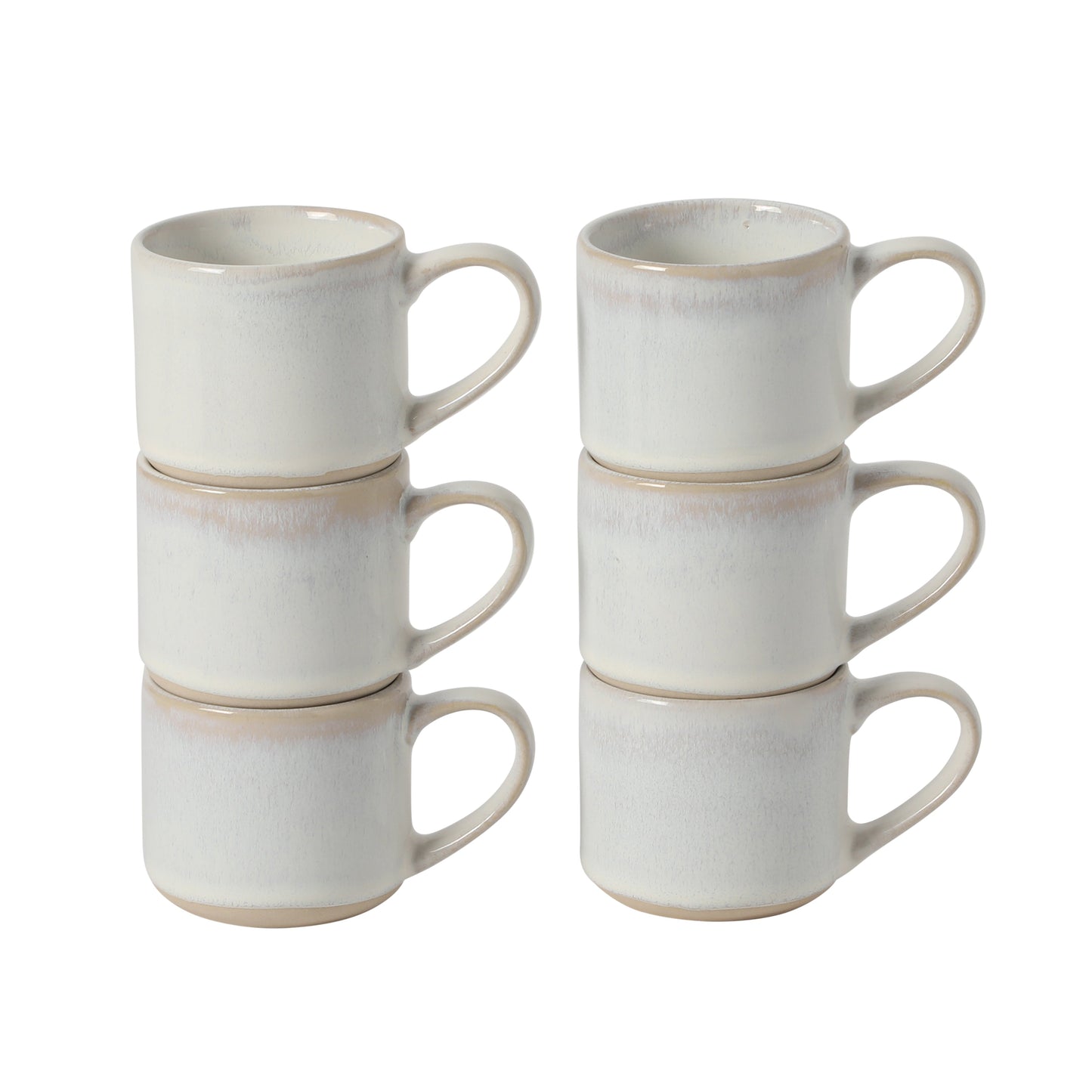 Mr. Coffee Whims Espresso Cups Set of 6, 3.7 oz Stoneware Demitasse Espresso Shot Cups with Handles, Stackable Reactive Glaze Ceramic Coffee Cups