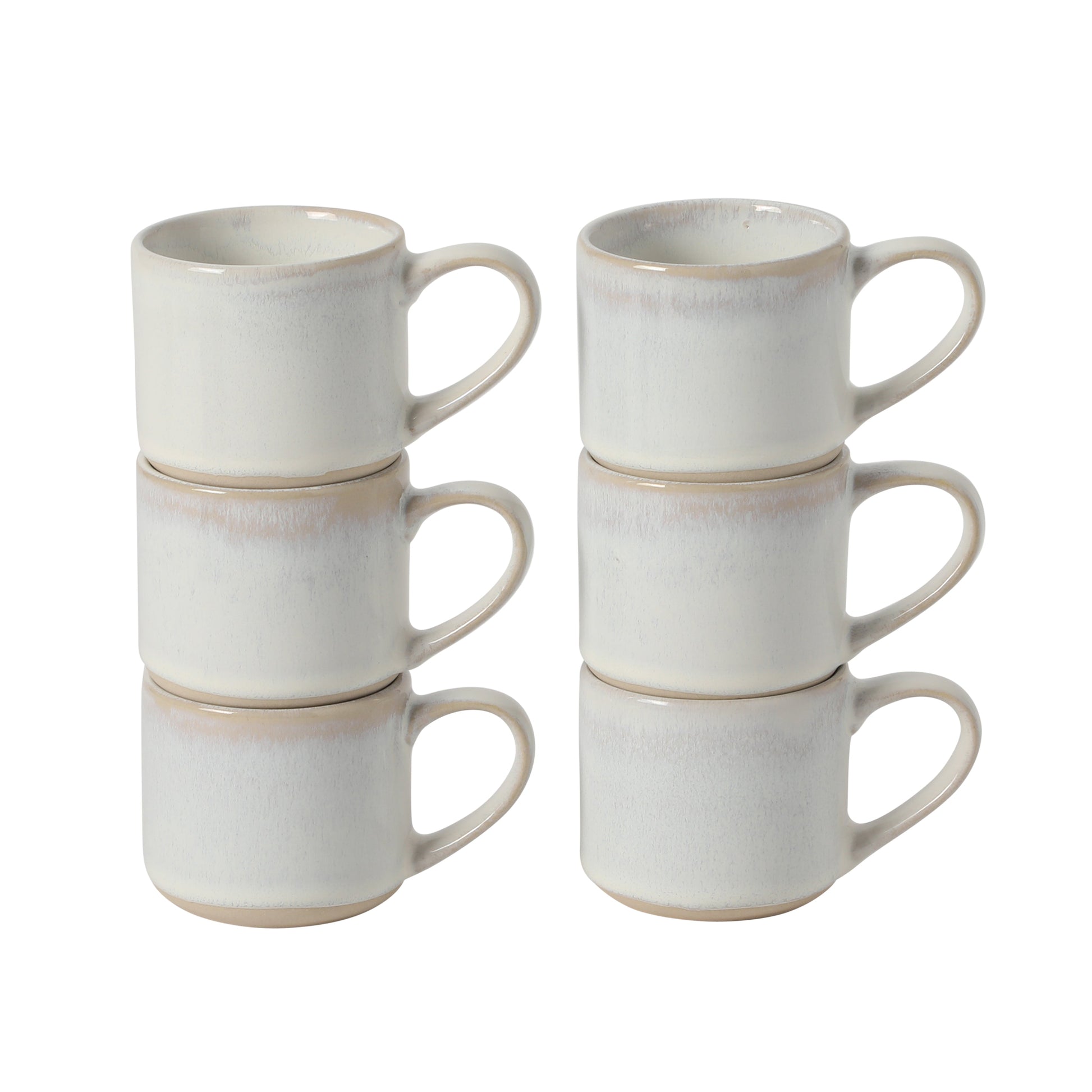 Mr. Coffee Whims Espresso Cups Set of 6, 3.7 oz Stoneware Demitasse Espresso Shot Cups with Handles, Stackable Reactive Glaze Ceramic Coffee Cups