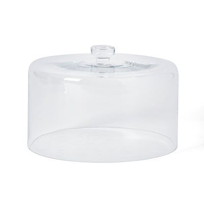 Martha Stewart Watercrest Glass Cake Stand with Dome, 10.2 Inch Clear Footed Pedestal Cake Stand with Glass Lid Cover, Handmade Glassware