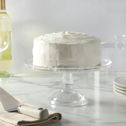 Martha Stewart Watercrest Glass Cake Stand with Dome, 10.2 Inch Clear Footed Pedestal Cake Stand with Glass Lid Cover, Handmade Glassware