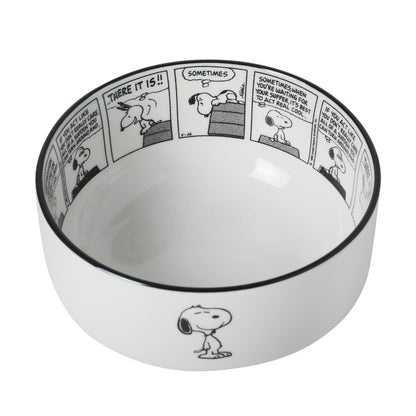 Peanuts Snoopy Cereal Bowls, Set of 4, 4.5-Inch Porcelain Snack Bowls for Ice Cream and Dessert, Sunday Comic Strip Design with Snoopy and Woodstock