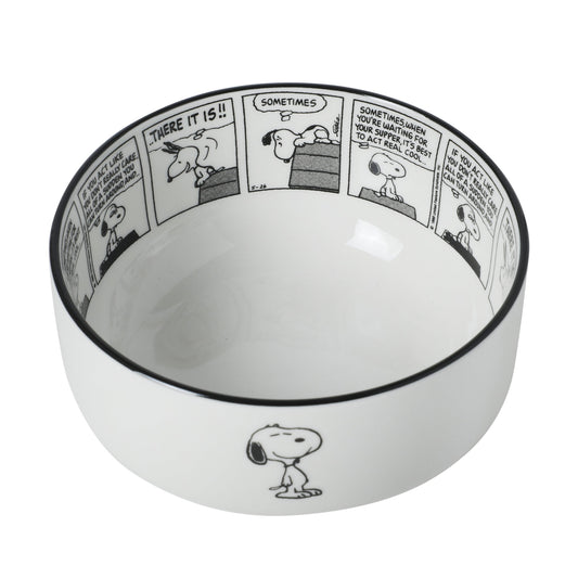 Peanuts Snoopy Cereal Bowls, Set of 4, 4.5-Inch Porcelain Snack Bowls for Ice Cream and Dessert, Sunday Comic Strip Design with Snoopy and Woodstock