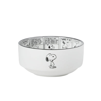Peanuts Snoopy Cereal Bowls, Set of 4, 4.5-Inch Porcelain Snack Bowls for Ice Cream and Dessert, Sunday Comic Strip Design with Snoopy and Woodstock