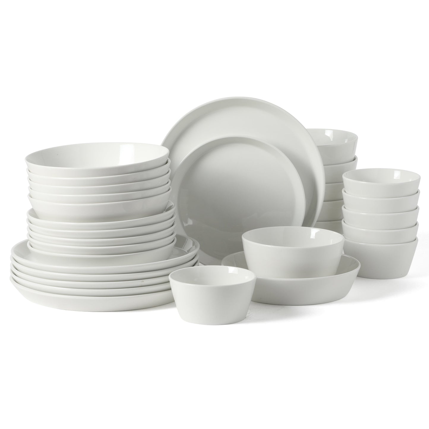 Martha Stewart Plates and Bowls Sets, 30-Piece Porcelain Dinnerware Set for 6, Dinner Plates, Dessert Plates, Pasta Bowls, Cereal & Fruit Bowls