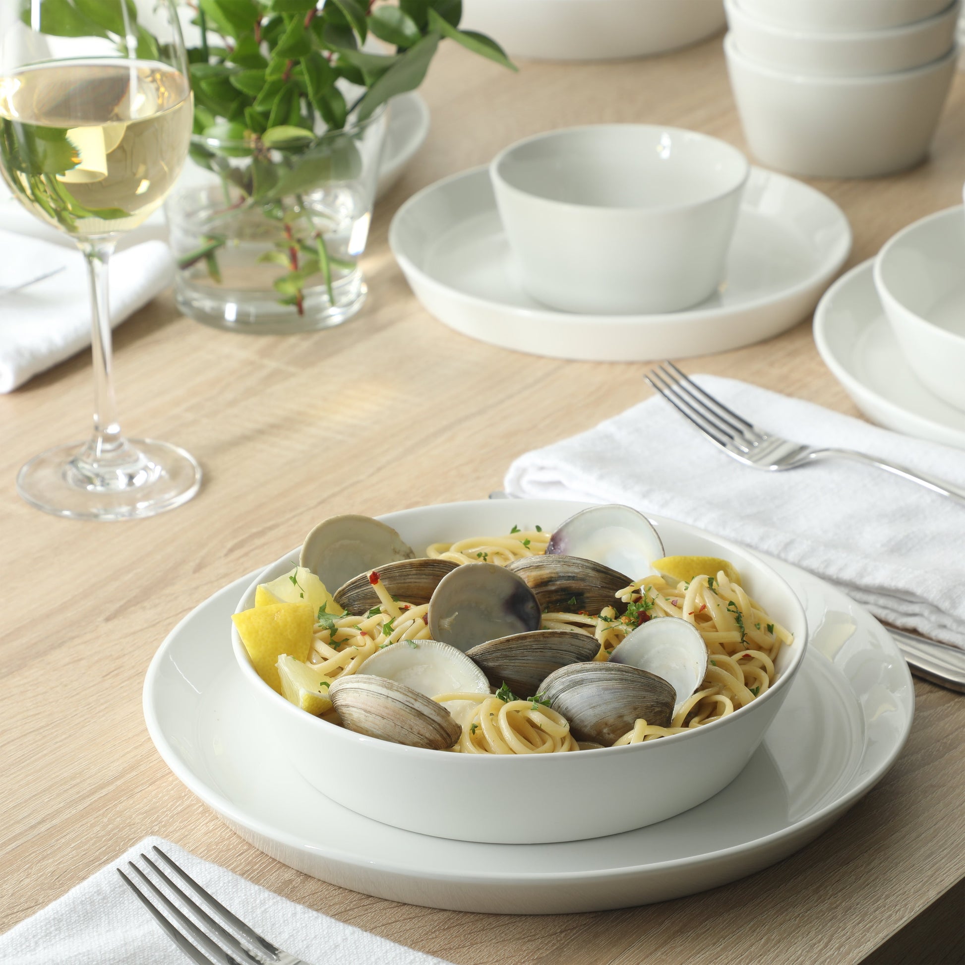 Martha Stewart Plates and Bowls Sets, 30-Piece Porcelain Dinnerware Set for 6, Dinner Plates, Dessert Plates, Pasta Bowls, Cereal & Fruit Bowls